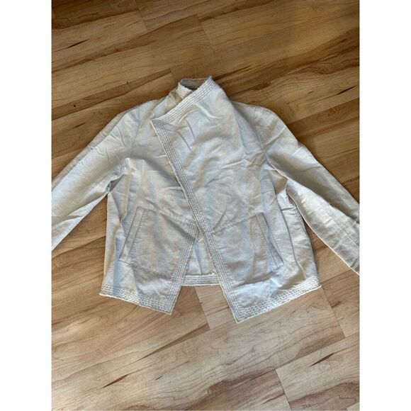 Lafayette 148 open front Jacket draped neck linen blend womens - Picture 2 of 12